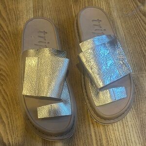 Trippen Metallic Silver Slides women’s size 38/8